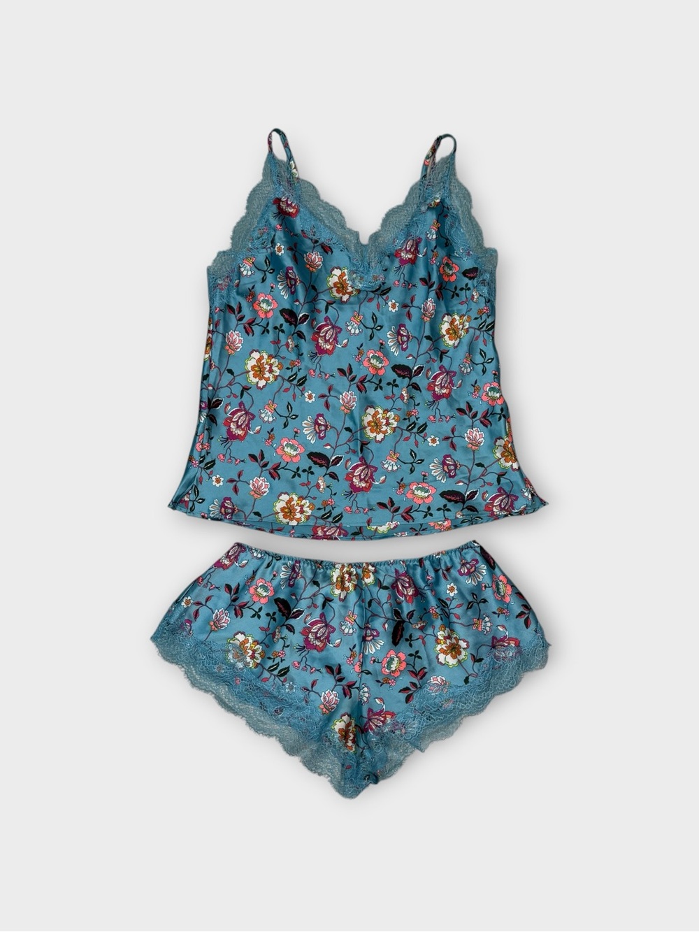 Victoria’s Secret Floral Satin & Lace Cami Set — Size XS